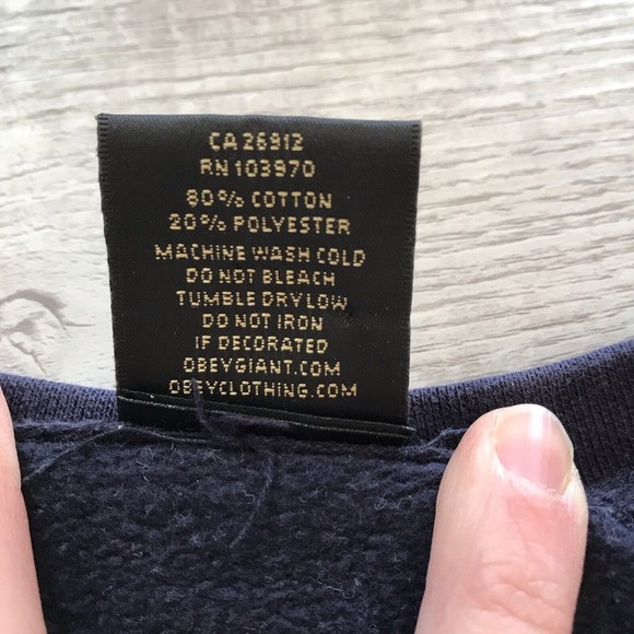 Obey Posse Sweatshirt Navy Graphic Rose Print Pullover Crew Neck Size Small - Picture 3 of 10